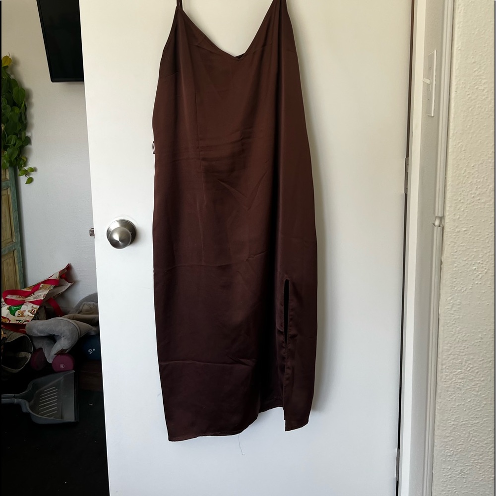 Abercrombie & fitch brown slip dress XL